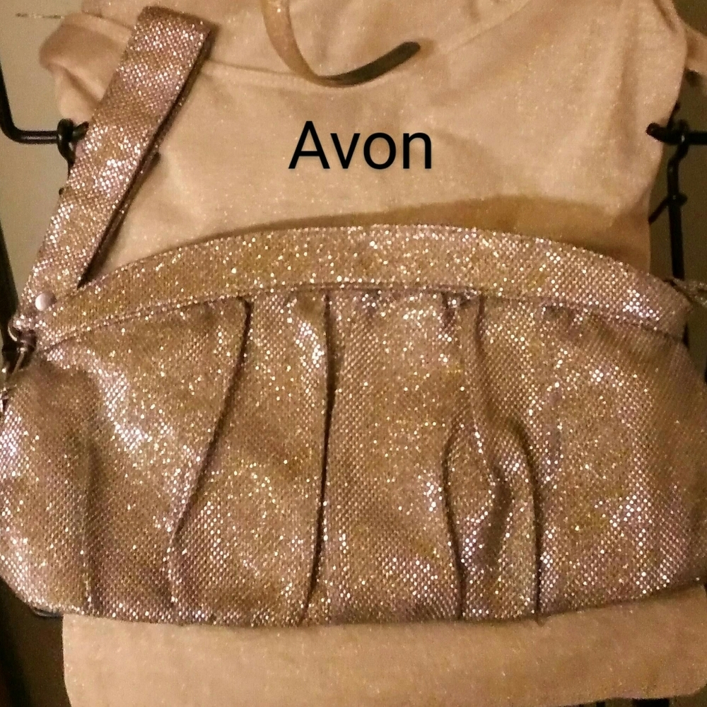 🎉AVON GOLD Sparkly Clutch/Wristlet/Case🎉